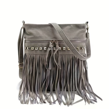 Vintage Tassel Fringe Crossbody Bag, Retro Bohemian Shoulder Bag, Women's Western Grunge Handbag & Purse