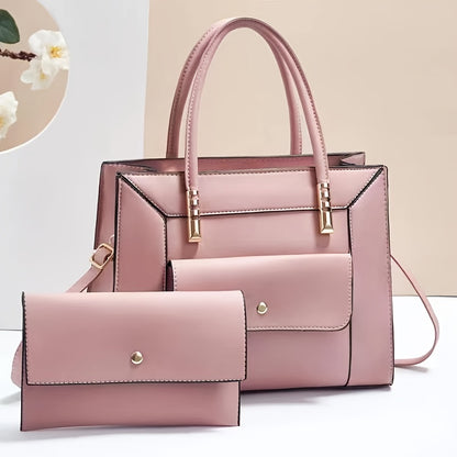 2pcs/set Fashion Top Handle Satchel, Trendy Crossbody Tote Bag, Women's Casual Handbag, Shoulder Bag & Clutch Purse