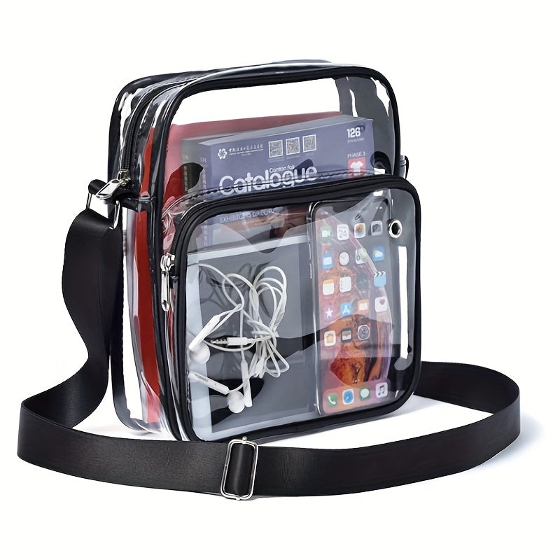 Stylish Clear Squared Crossbody Bag, Waterproof Shoulder Bag, Perfect Satchel For Concert And Daily Use