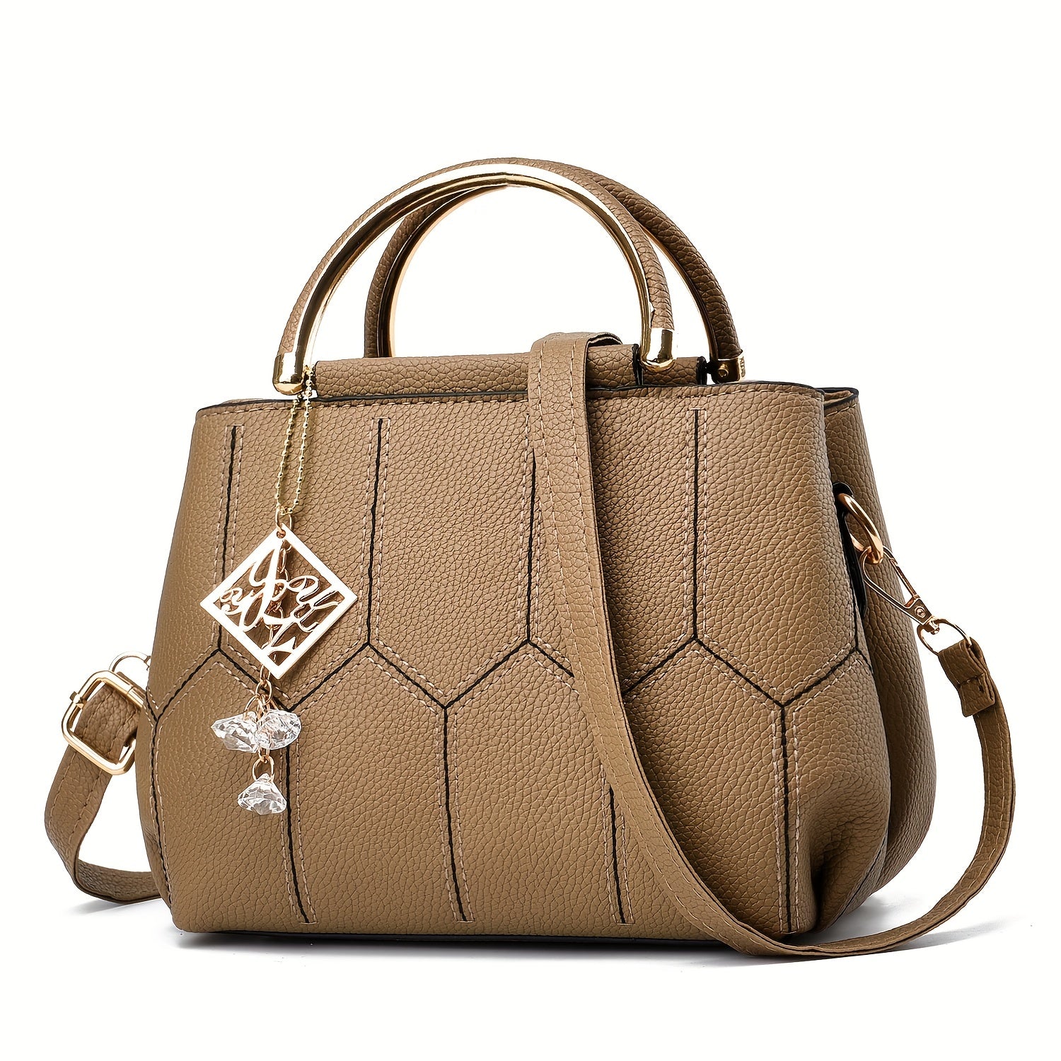 realaiot  Luxury Embroidery Handbag For Women, Small Vegan Leather Crossbody Bag, Top Handle Satchel Purse With Pendant