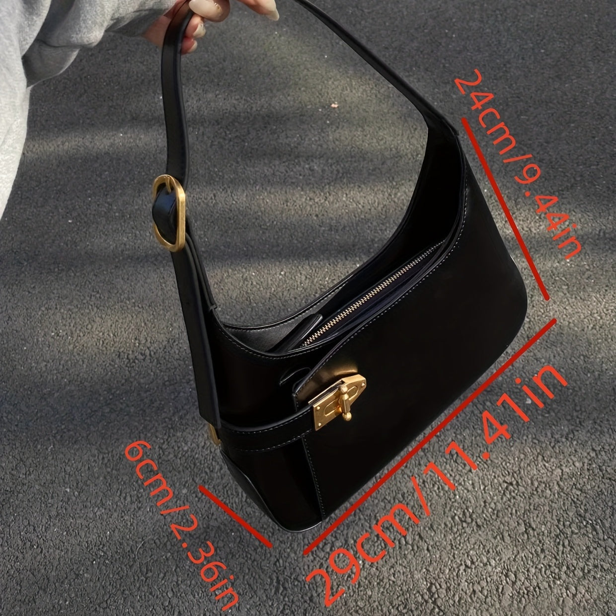 Top Handle Retro Solid Color Underarm Bag, PU Leather Textured Bag, Fashion Versatile Shoulder Bag