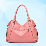 Soft Faux Leather Pink Tote Handbag, Women's Large Capacity Shoulder Hobo Purse With Removable Strap