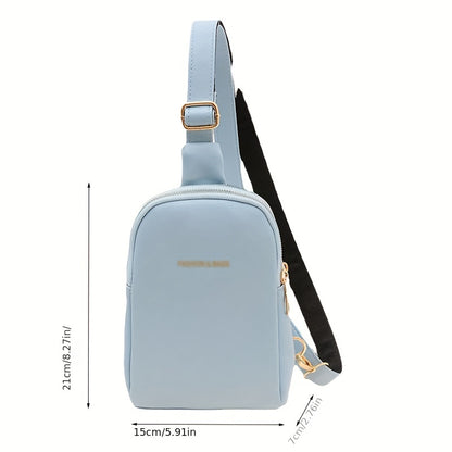 realaiot  Simple Faux Leather Sling Bag, Multi Functional Crossbody Bag, Casual Chest Bag For Travel, Sports, Cycling