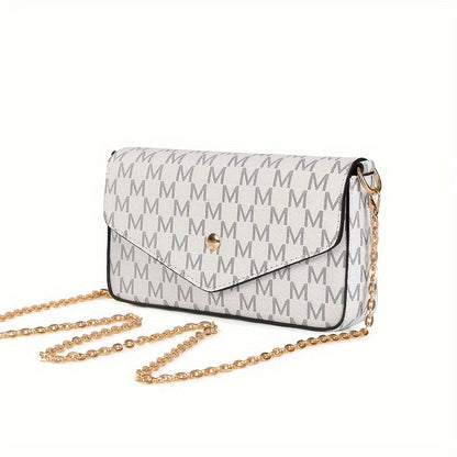 realaiot Classic Letter Pattern Mini Underarm Chain Bag, Textured Vintage Flap Shoulder Wallet