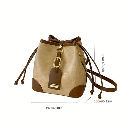 realaiot Mini Vintage Bucket Bag, Retro Crossbody Bag, Women's Casual Handbag, Shoulder Bag & Purse