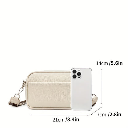 realaiot  PU Leather Square Shoulder Bag, Women's Solid Color Zipper Purse, Small Crossbody Bag