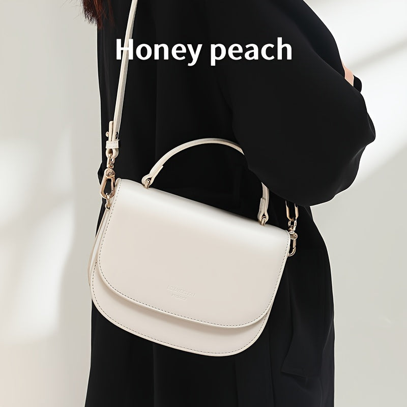 Genuine Leather Handbag For Women, Fashion Mini Crossbody Bag, Simple Luxury Top Handle Flap Purse