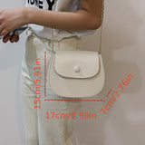 realaiot  Mini Saddle Bag For Women, Stylish Chian Crossbody Bag, Solid Color Shoulder Purse