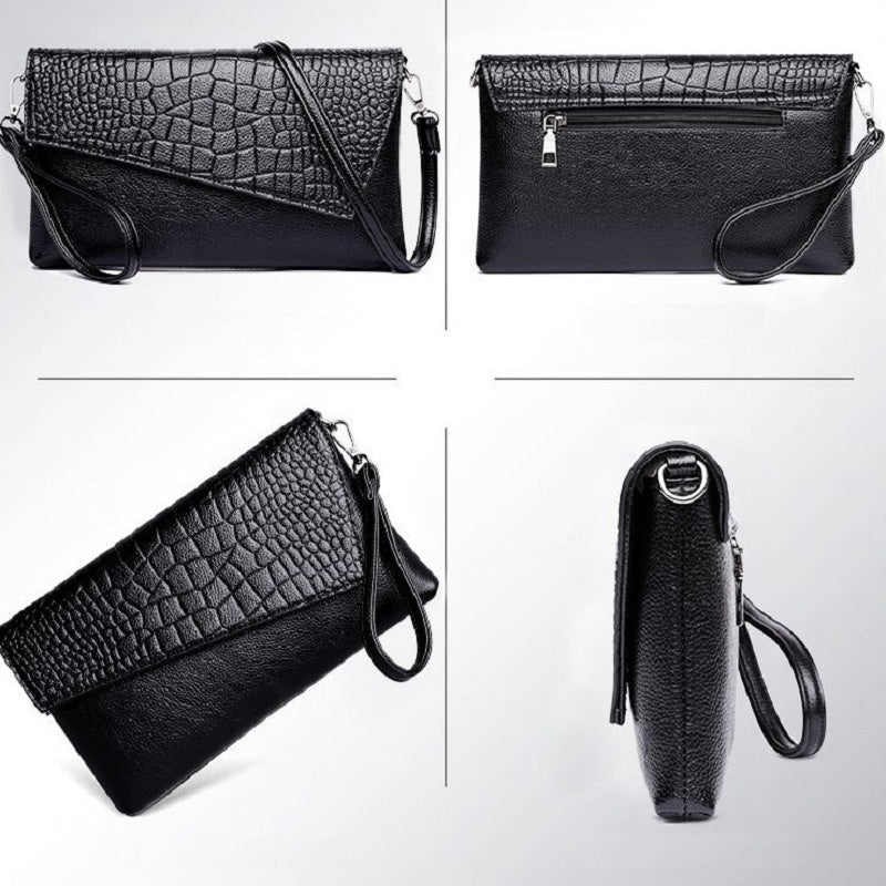 realaiot  Stylish Square Crossbody Bag, Women's Crocodile Pattern Clutch Purse, Luxury Wristlet Phone Wallet