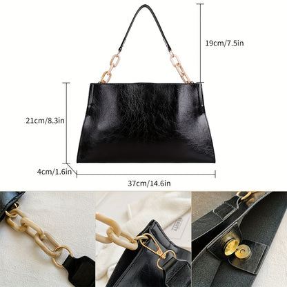 Trendy Large Capacity Tote Bag, PU Leather Solid Color Crossbody Bag, Perfect Shoulder Bag For Commuting