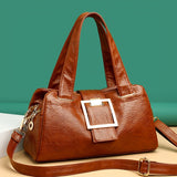 Large Capacity Shoulder Bag, Women's Soft Faux Leather Handbag