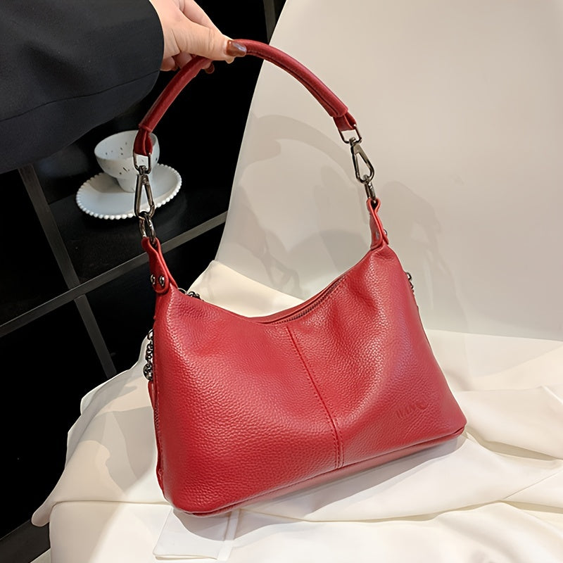 realaiot  Genuine Leather Crossbody Bag, Luxury Hobo Bag For Women, Fashion Shoulder Handbag