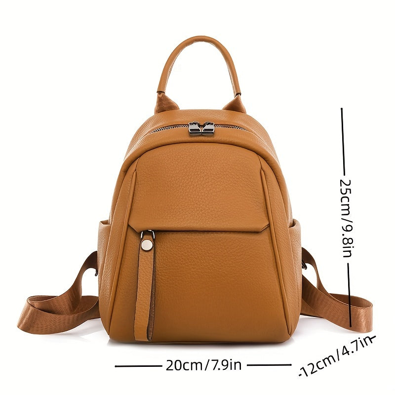 Women's Small Backpack, Solid Color Travel School Bag, Fashion PU Leather Daypack