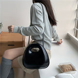 realaiot  Trendy Round Handbag, Solid Color Crossbody Bag, Women's Top Handle Novelty Purse