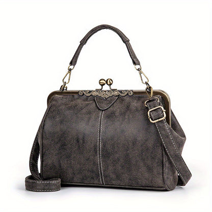 Vintage Top Handle Crossbody Bag, Retro Kiss Lock Satchel Bag, Women's Shoulder Purse & Handbag