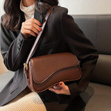 realaiot  Simple Solid Color Flap Underarm Bag, PU Leather Textured Bag Purse, Fashion Versatile Baguette Bag