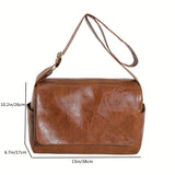 Retro PU Leather Crossbody Bag, Large Capacity Shoulder Bag, Solid Color Tote Bag For Women