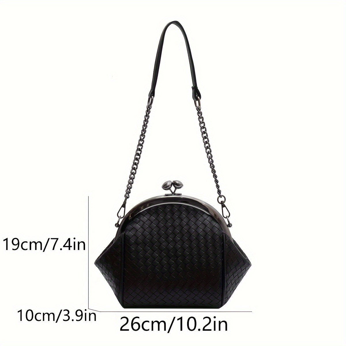 realaiot  Fashion Women's Crossbody Chain Bag, Classic Textured Mini Kiss-Lock Shoulder Underarm Bag For Women