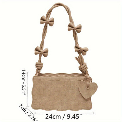 realaiot  Fashion Bowknot Decor Shoulder Bag, Trendy Underarm Bag, Women's Cute Handbag & Purse