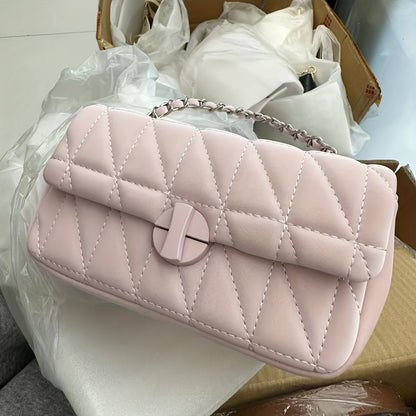 Luxury Chain Crossbody Bag, Stylish Argyle Quilted Square Purse, Women's Mini Shoulder Bag