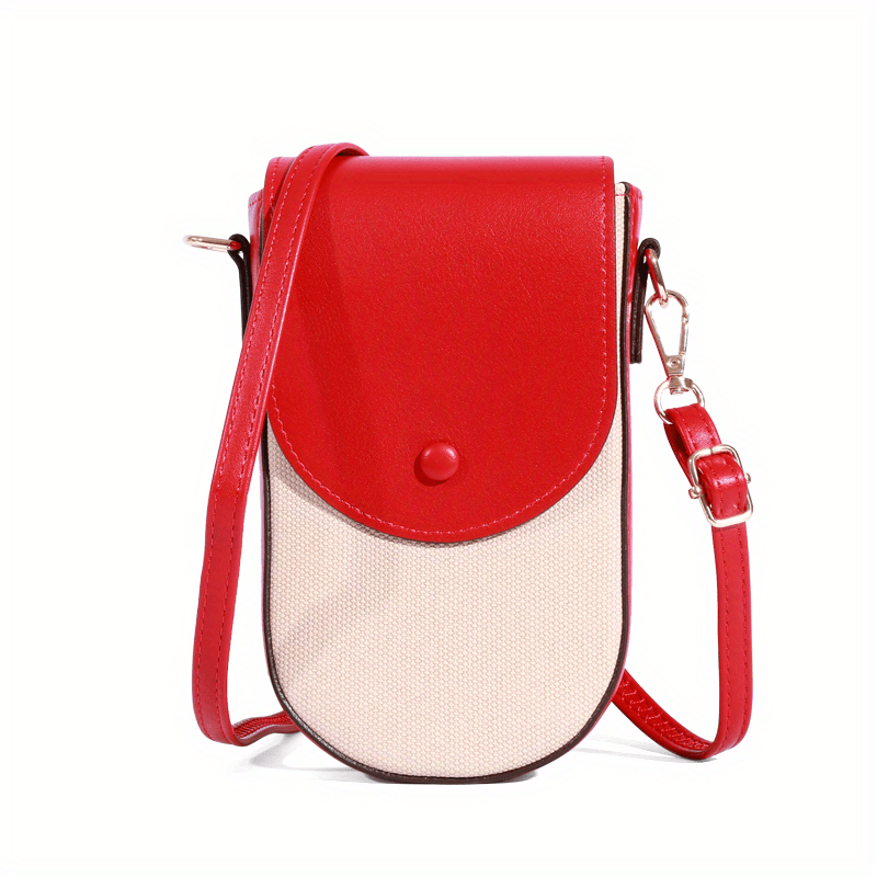 realaiot  Mini Crossbody Bag For Women, Multi Card Slots Mobile Phone Bag, Trendy Color Contrast Wallet