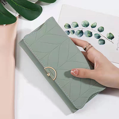 realaiot Simple Solid Color Long Wallet, Casual All-Match Card Coin Purse, Portable Clutch Bag