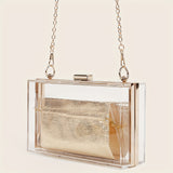 realaiot  Elegant Transparent Square Evening Bag, Classic Acrylic Dinner Bag With Insert Pouch