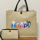 Large Capacity Tote Bag, Simple Printed Mummy Bag, Portable Travel Storage Bag, Lightweight Shopping Bag With Coin Purse