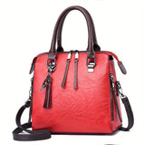 Tassel Decor Satchel Bag, Fashion PU Leather Shoulder Bag, Women's Double Handle Office & Work Purse