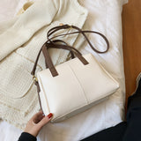 Simple Colorblock Square Shoulder Bag, Minimalist Crossbody Bag, Textured Top Handle Satchel Bag