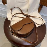 Vintage Crossbody Saddle Bag, Retro PU Leather Shoulder Bag, Women's All-Match Handbag & Purse