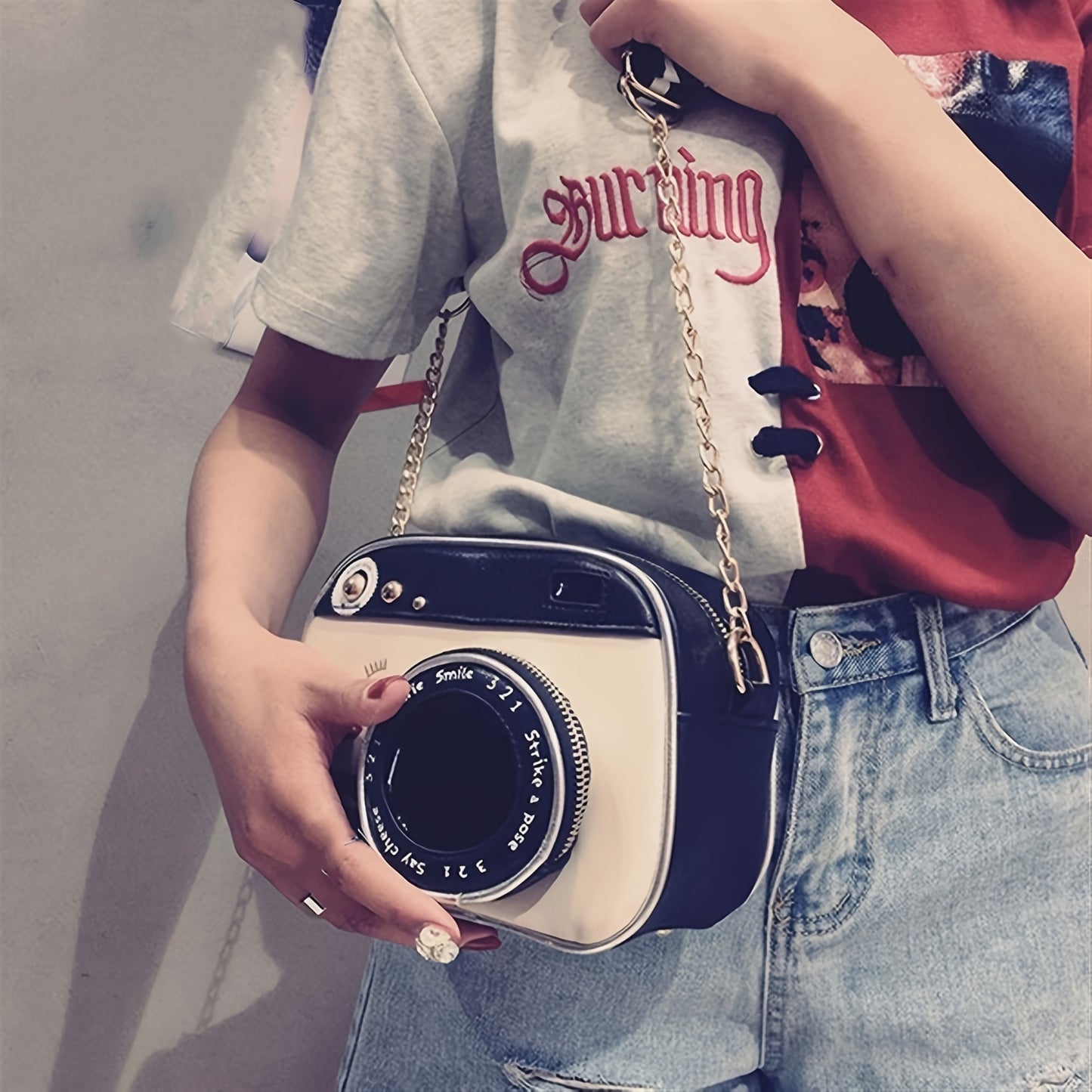 Retro Camera Design Square Bag, Unique Chain Crossbody Bag, Women's Creative Shoulder Bag