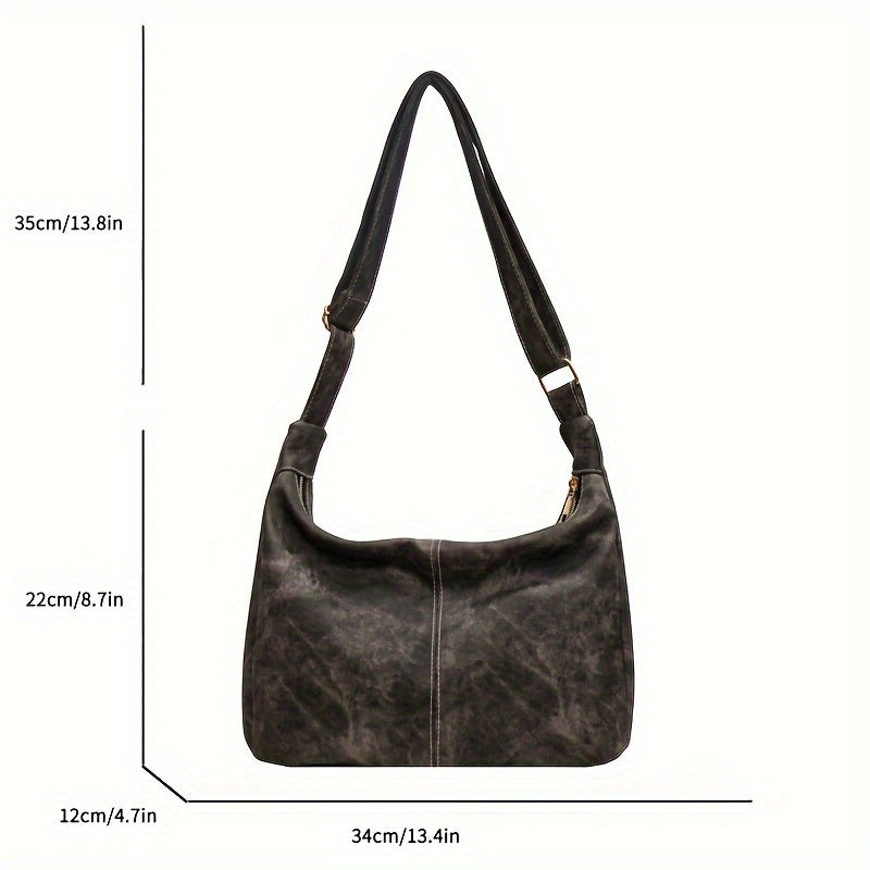 realaiot  Vintage Shoulder Bag For Women, Fashion PU Leather Handbag, Y2K Crossbody Bag For Street Wear