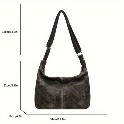 realaiot  Vintage Shoulder Bag For Women, Fashion PU Leather Handbag, Y2K Crossbody Bag For Street Wear