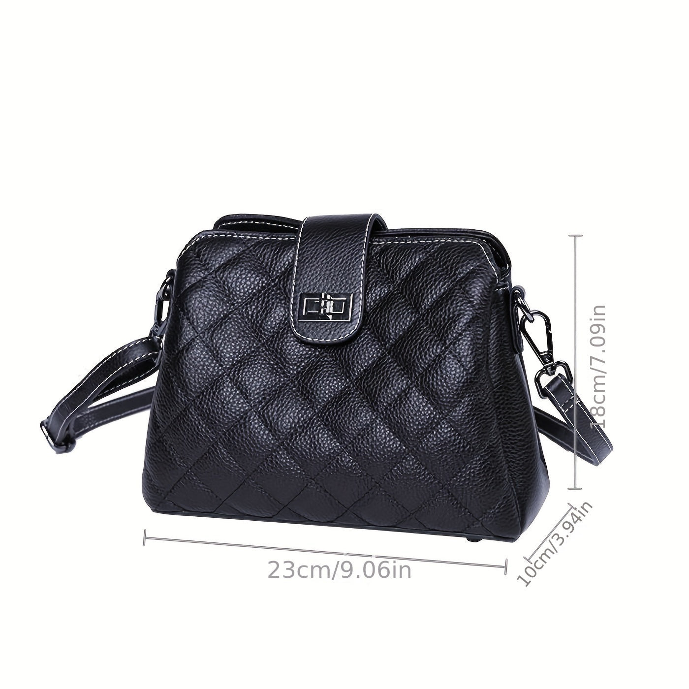 realaiot  Elegant Quilted Crossbody Bag, Fashion PU Shoulder Bag, Women's Casual Handbag & Phone Purse