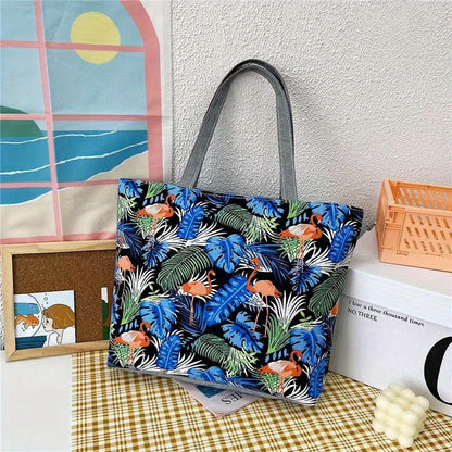 Canvas Vintage Geometric Pattern Tote Bag, Large Capacity Shoulder Bag, All-Match Handbag