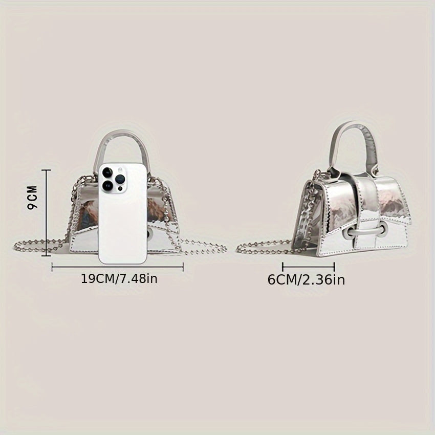 Mini Fashion Glossy Crossbody Bag, Trendy PU Shoulder Bag, Women's Stylish Handbag & Purse
