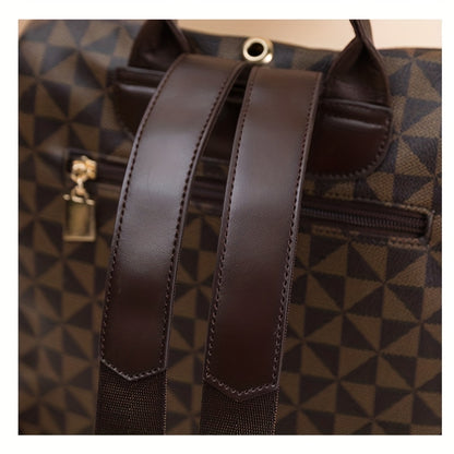 Geometric Pattern Backpack Purse, Fashion Two-way Shoulder Bag, Zipper Front Travel School Bag