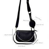 realaiot  Three-In- One Crossbody Bag, Trendy Chain Underarm Bag, Versatile Shoulder Bag With Coin Purses