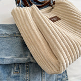 realaiot  Large Capacity Plush Shoulder Bag, All-Match Winter Commuter Tote Bag, Trendy Handbag