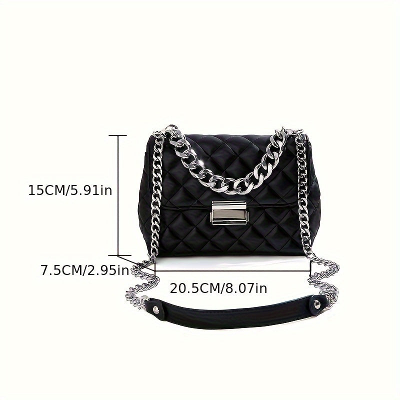 realaiot  Fashion Argyle Quilted Crossbody Bag, Luxury Mini Chain Shoulder Bag, Women Classic Handbag Flap Purse