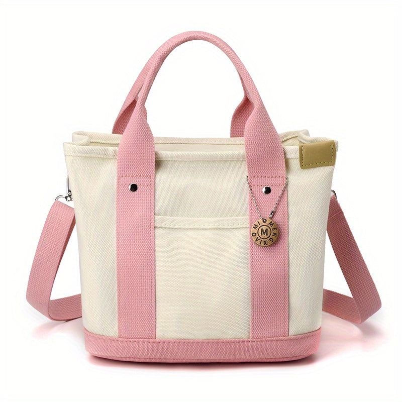 Portable Lunch Box Bag, Canvas Tote Bag For Women, Multi Layer Crossbody Bag For Work & Go Out