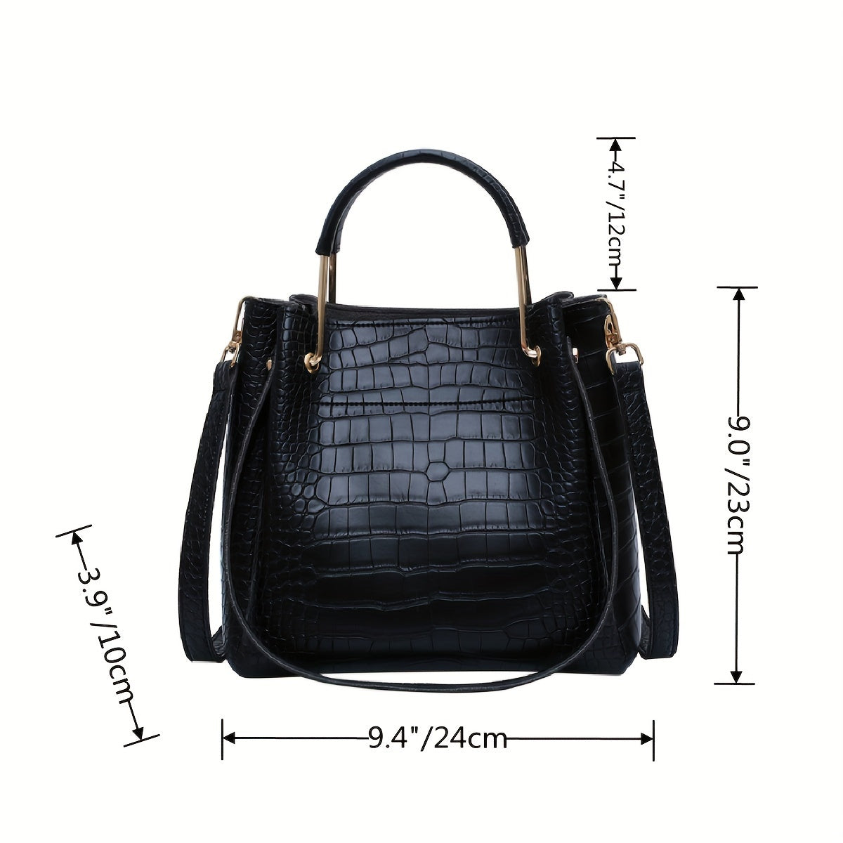 realaiot Trendy Crocodile Pattern Tote Bag, Solid Color All-match Shoulder Bag, Perfect Crossbody Bag For Daily Use