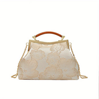 realaiot  Elegant Cheongsam Style Crossbody Bag, Shoulder Bag With Floral Print, Perfect Satchel For Every Occasion