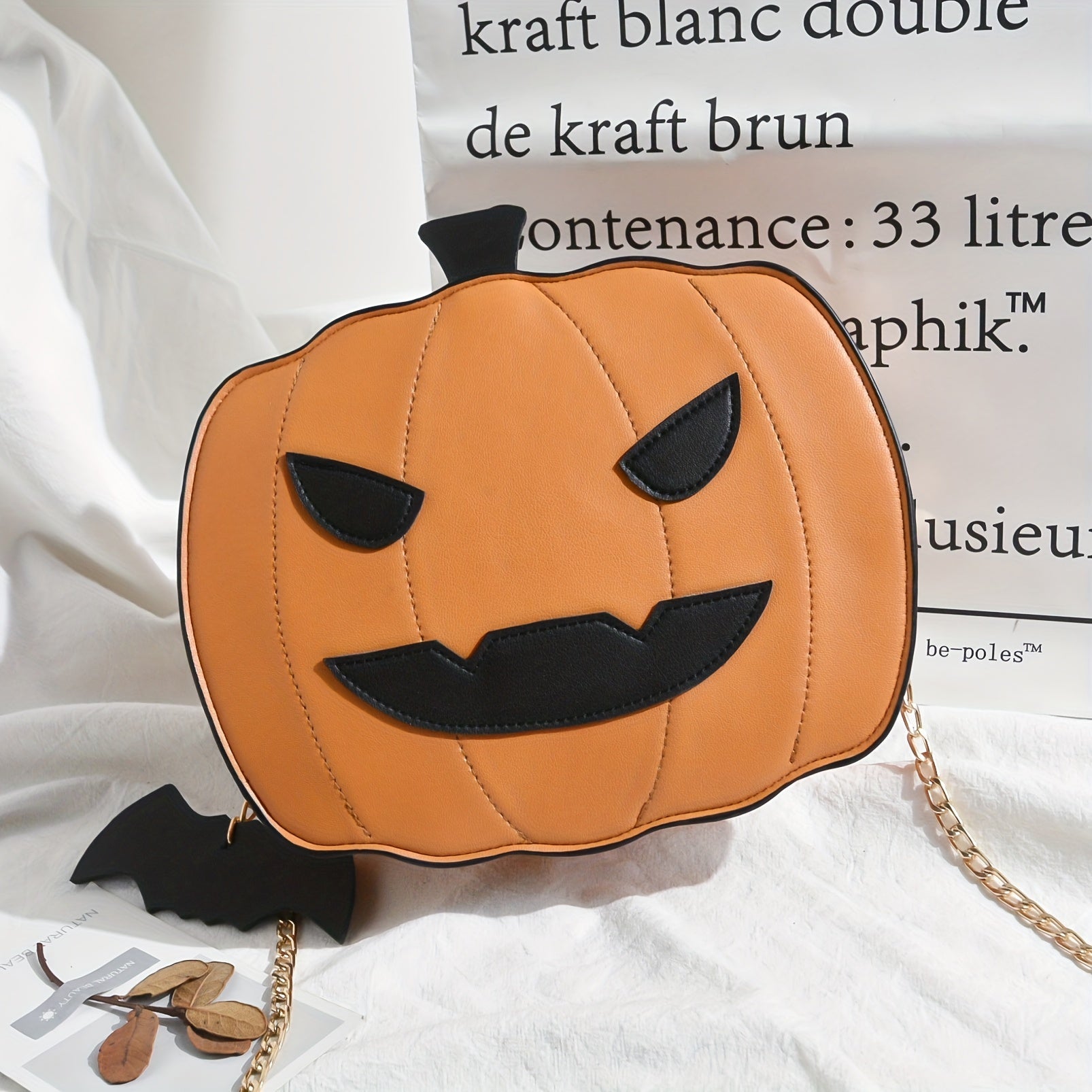 realaiot  Cute Pumpkin Shaped Novelty Bag, Halloween Crossbody Bag, Women's Funny Handbag & Shoulder Purse