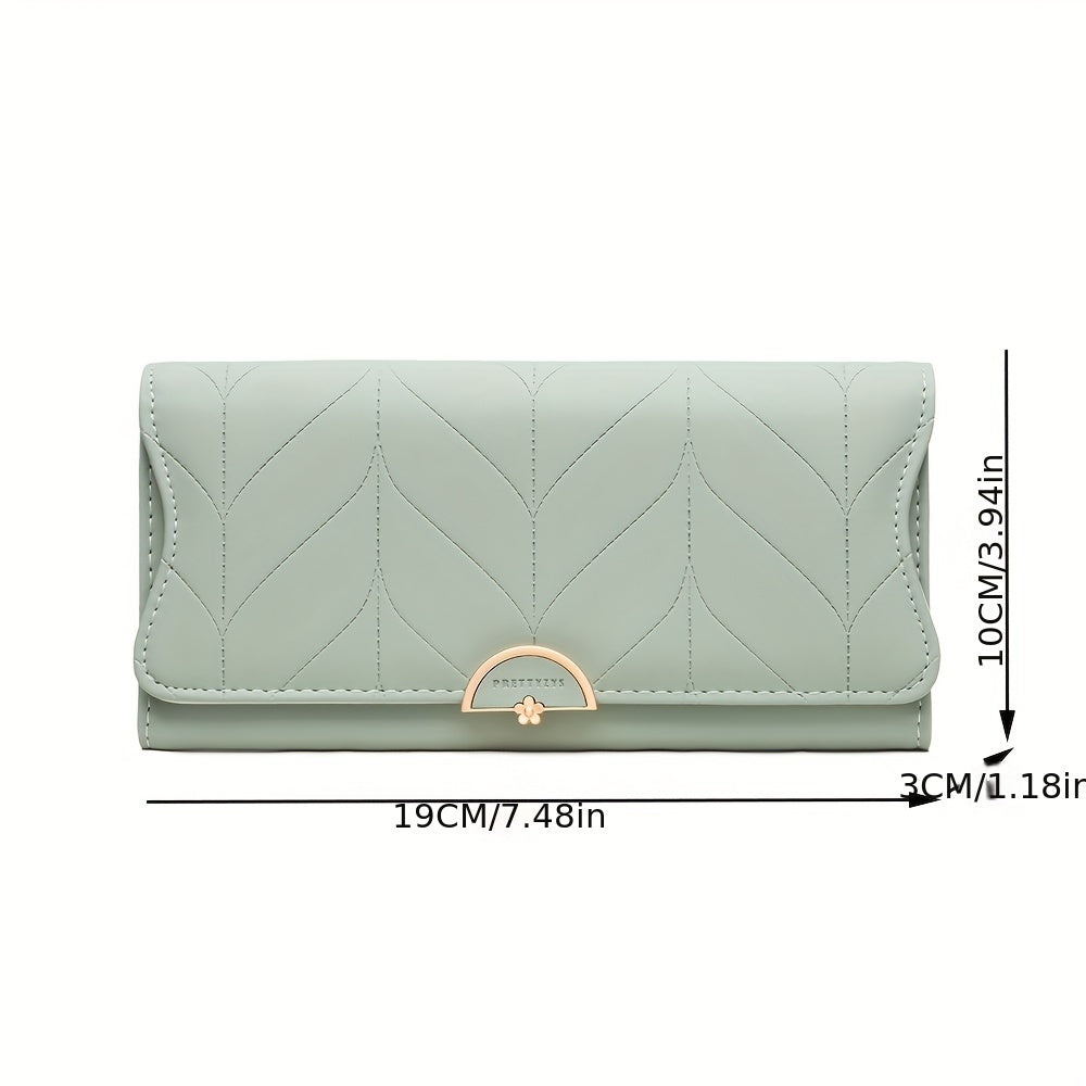 realaiot Simple Solid Color Long Wallet, Casual All-Match Card Coin Purse, Portable Clutch Bag