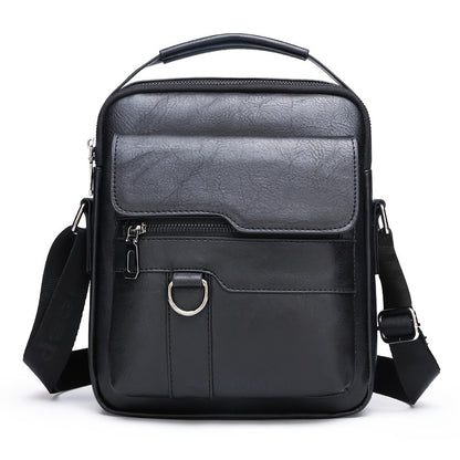 1pc Men's PU Leather Shoulder Bag, Large Capacity Casual Messenger Bag, Simple Business Trendy Sling Bag