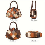 Argyle Pattern Handbag For Women, Luxury Genuine Leather Shell Bag, Fashion Tote Bag & Purse