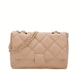 realaiot  Minimalist Quilted Detail Square Bag, Solid Color Flap Chain Bag, All-Match Crossbody Bag