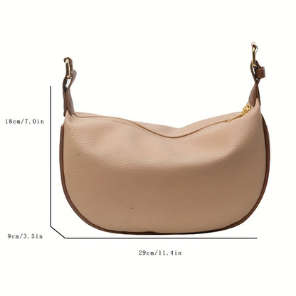 Retro Crescent Crossbody Bag, Soft Vegan Leather Dumpling Bag, Trendy Shoulder Bag For Women